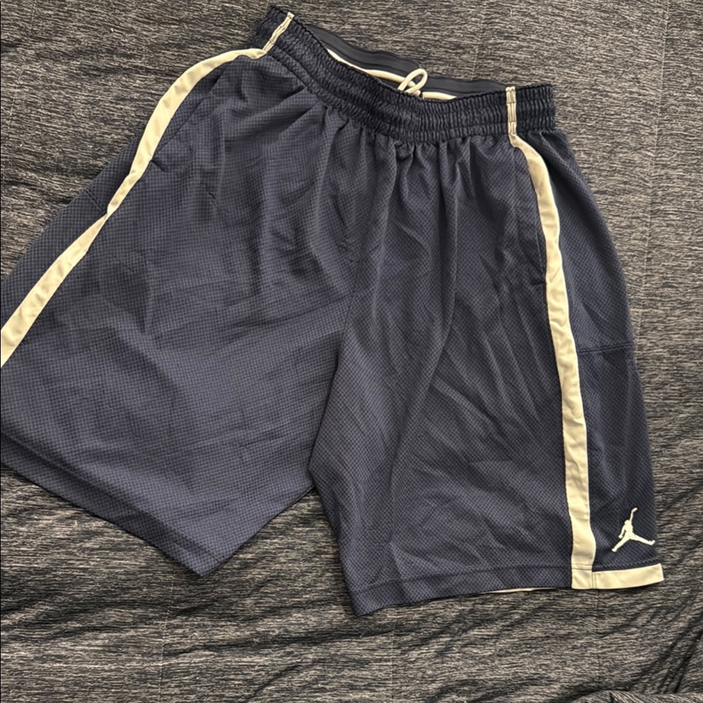 Stylish Navy Athletic Shorts with Cream Stripes